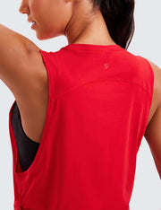 CRZ YOGA Women's Pima Cotton Workout Tank Crop Sports Shirt Sleeveless Yoga Running Tops