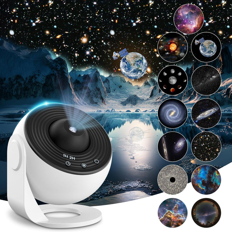 Planetarium Star Projector - Galaxy Projector with 12 Film Discs, Realistic Starry Sky Night Light, Solar System & Constellation Projections for Kids Bedroom & Living Room Decor, Gift Idea