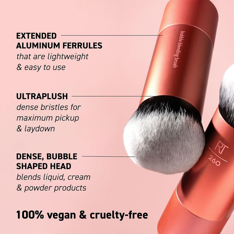 Real Techniques Bubble Blending Makeup Brush, Multipurpose Face Brush for Liquid, Cream, & Powder Products, Unique Bubble Brush Head, Synthetic Bristles, Vegan & Cruelty Free, 1 Count
