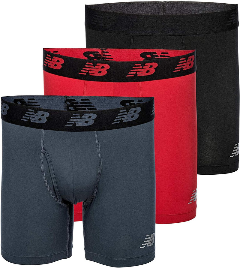 mens Nb3017-4 Performance 5 No Fly Boxer Briefs 4-Pack (pack of 4) - Black/Team Red/Thunder