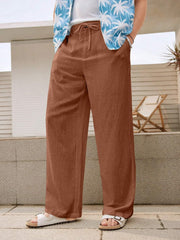 Linen Pants for Men Loose FIT Baggy Cargo(GL-TP-1190-M-BROWN)