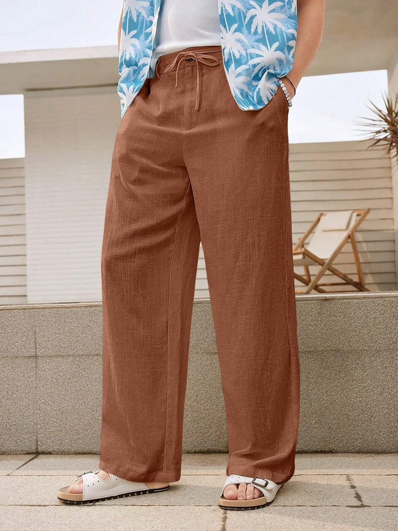 Linen Pants for Men Loose FIT Baggy Cargo(GL-TP-1190-2XL-BROWN)