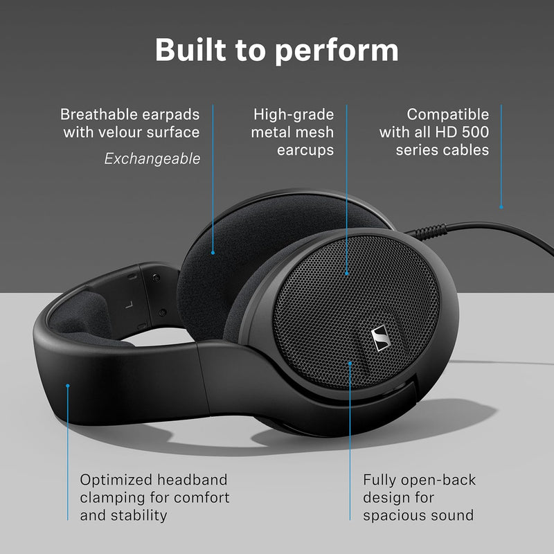 Sennheiser HD 560 S Over-The-Ear Audiophile Headphones - Neutral Frequency Response, E.A.R. Technology for Wide Sound Field, Open-Back Earcups, Detachable Cable, (Black) (HD 560S), Wired