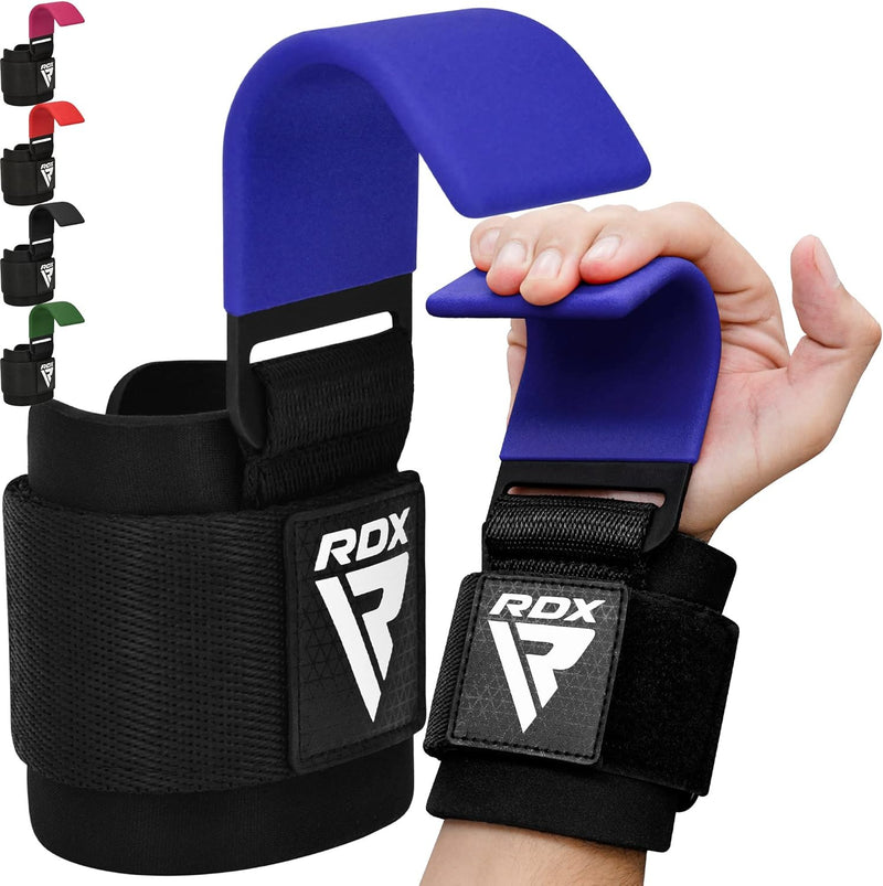 RDX Weight Lifting Hooks Straps Pair, Neoprene Padded Wrist Wrap Support Non Slip Rubber Coated Grip Deadlift Powerlifting Chin Pull Up Exercise Fitness Gym Workout Men Women