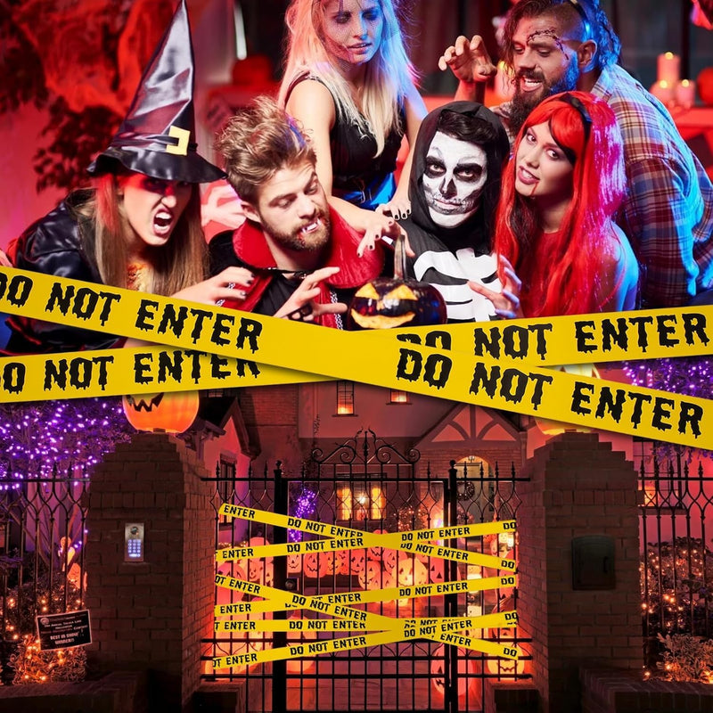 Tiokkss Halloween Caution Tape Roll 4.8CM25M,Scary Party Halloween Decorations Indoor Outdoor,Yellow Do Not Enter Tape.Hazard Warning Barricade Safety Tape For Party