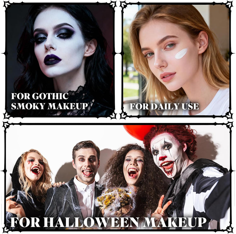 VANERIA White Foundation, Goth Foundation Liquide Makeup, Clown Makeup, Blanco Face Paint, Full-Coverage Waterproof, Mixer Use or White Base for Halloween, Cosplay, Stage, Mime & Film.30ML