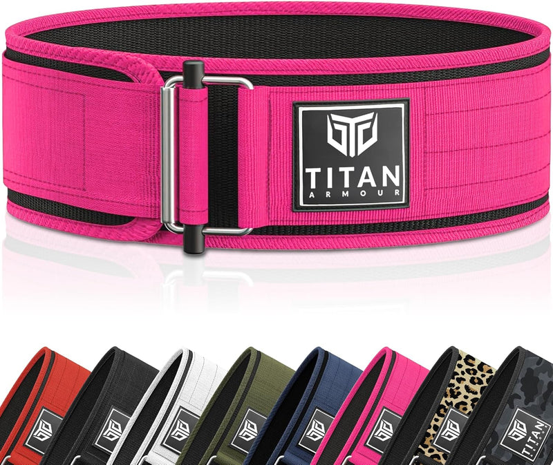 Titan Armour® Self-Locking Weight Lifting Belt | Weight Lifting Straps Included | Gym belt for Crossfit, Powerlifting, Deadlift, Olympic Lifts and Squats | For Men and Women | UK Brand