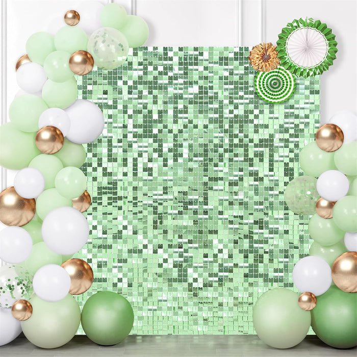 LuoluoHouse Shimmer Wall Panel Sequin Backdrop Panels 12 Packs-Iridescent Silver Backdrop for Graduation Anniversary Backdrop Wall Backdrops Engagement Decoration