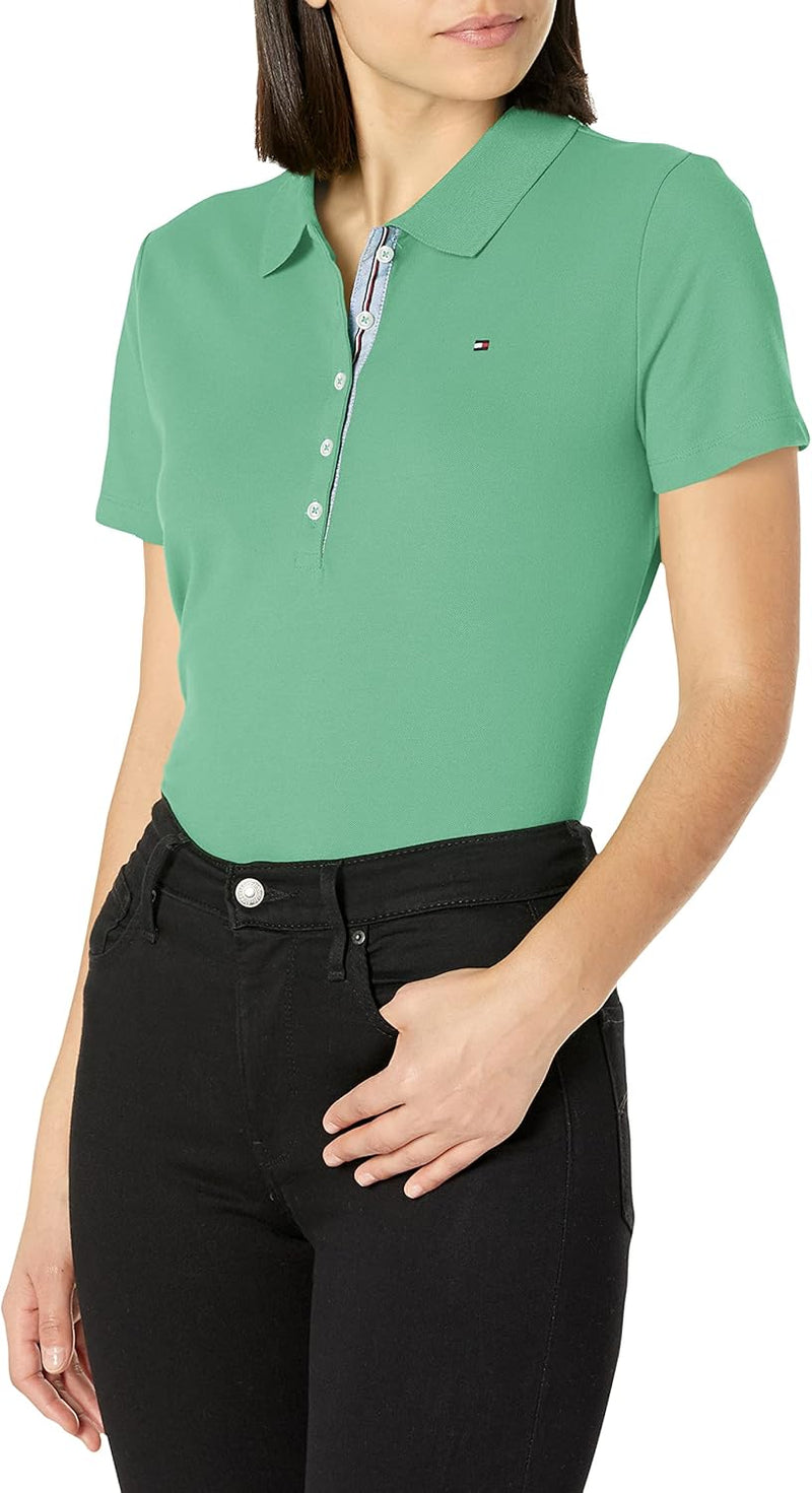 womens Tommy Hilfiger Women's 5 Button Polo Tee T-Shirt - Light Mint