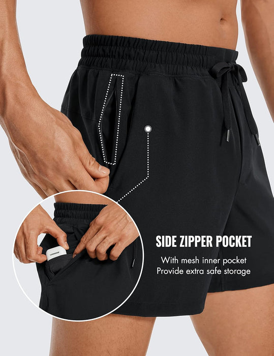 CRZ YOGA Men's Linerless Workout Shorts - 5'' Lightweight Quick Dry Running Sports Athletic Gym Shorts with Pockets