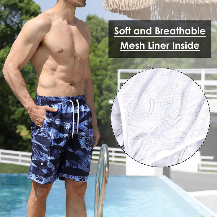 Maeau Men Swim Beach Shorts Quick Dry Swimming Trunks Drawstring Surfing Board Shorts