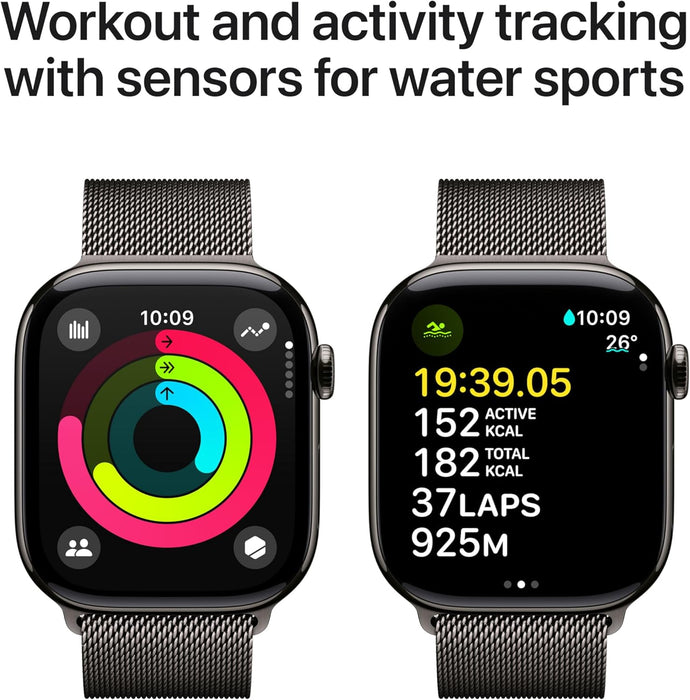 Apple Watch Series 10 GPS + Cellular 46 mm Smartwatch with Gold Titanium Case with Gold Milanese Loop - M/L. Fitness Tracker, ECG App, Always-On Retina Display, Carbon Neutral