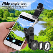 3 in 1 Phone Camera Lens Kit with 160 Degree Fisheye and Macro Lenses for Mobile Photography, Universal Clip-on Design compatible with iPhone, fits Samsung, and for Huawei Smartphones, Black