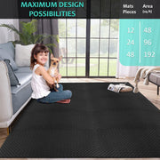 MOMENT 6 PACK Interlocking EVA Foam Floor Tiles for Home Gym, Yoga Mat 40 x 40cm, Puzzle Exercise Floor Mat, Workout Equipment, or Child's Play Surface - Set of 6, Black