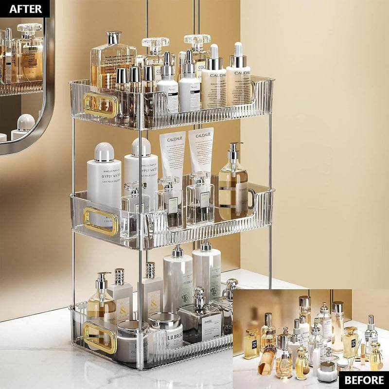 U-HOOME Bathroom Counter Organizer, Countertop Organizer and Storage,Bathroom Shelf Organizer,Cosmetics Skincare Shelf Organizer,Makeup Organizer Perfume for Dresser Vanity Tray, Spice Rack (Clean3)