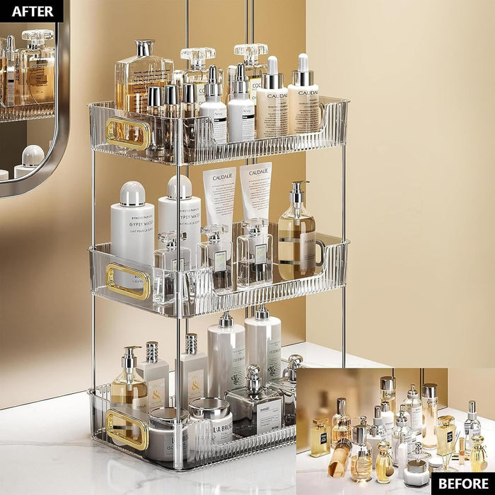 U-HOOME Bathroom Counter Organizer, Countertop Organizer and Storage,Bathroom Shelf Organizer,Cosmetics Skincare Shelf Organizer,Makeup Organizer Perfume for Dresser Vanity Tray, Spice Rack (Clean3)