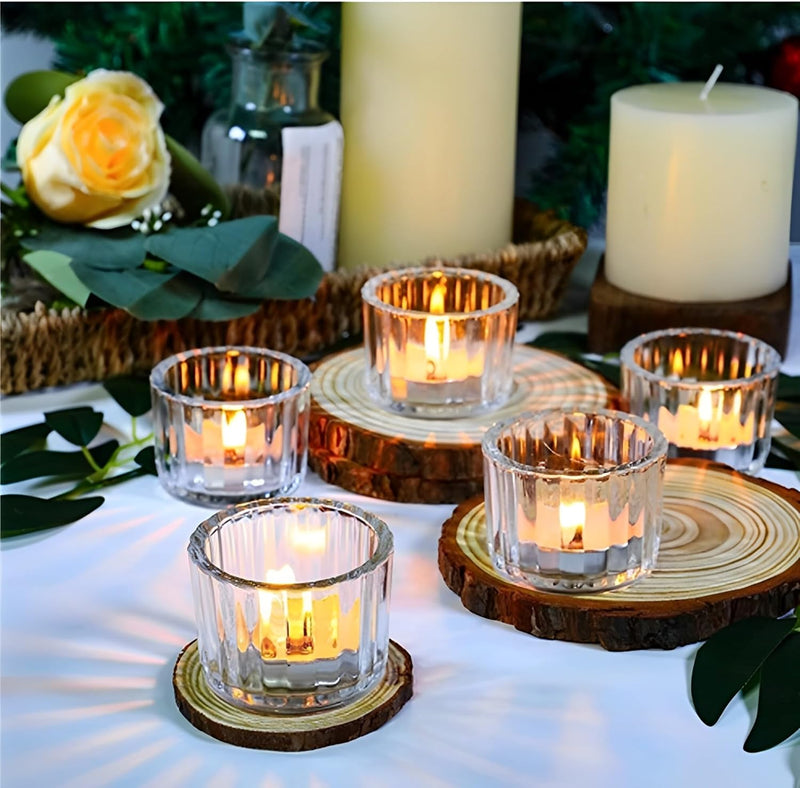 Beauenty Tealight Candle Holder Set of 12,Votive Candle Holders for Wedding Candle,Clear Glass Romance Tealight Candle Holders for Party&Home,Christmas,Wedding Decor,Valentines Day Decor