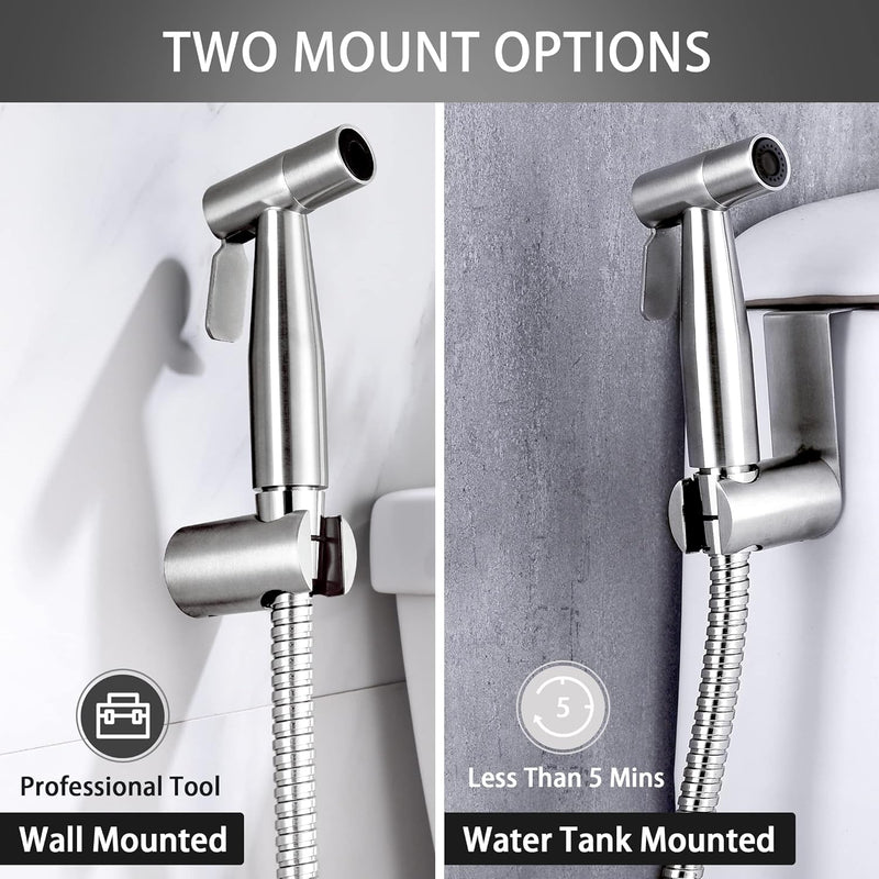 Hanbuluo Bidet Sprayer for Toilet, Hand held Stainless Steel Toilet Bidet Sprayer Kit with Hose, Easy Install Bidet Attachment for Toilet, Bidet Sprayer for Personal Hygiene