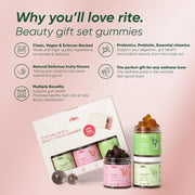 Rite Beauty Trio Pack, Sugar Free Gummies, Probiotics, Gut Health, Digestion, Weight Management, Faster Hair Growth and Stronger Nails, Vegan, 3 Pack of 60 Gummies