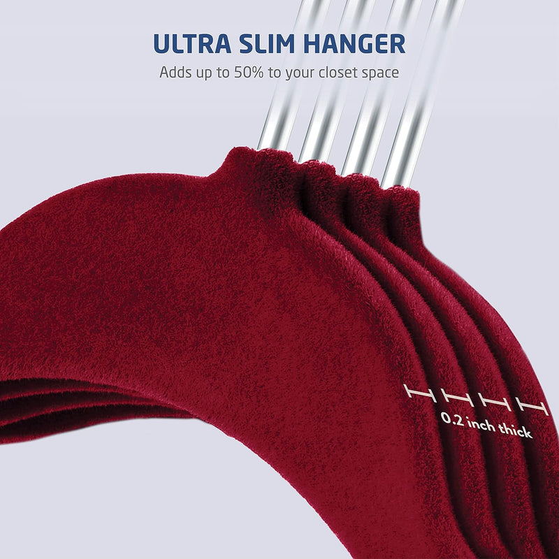 Zober Premium Quality Space Saving Kids Velvet Hangers Strong and Durable 360 Degree Chrome Swivel Hook Ultra Thin Non Slip Junior Hangers,-50 Pack Off-white ZO-VJ303…
