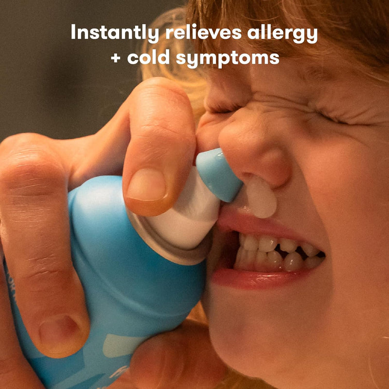 Frida Saline Rinse for Toddler, Kids, Ages 2+, Saline Rinse for Sinus, Instant Congestion Relief & Allergy Relief, Flush Out Allergens, Mucus, Pollen, Dust, Safe for Daily Use