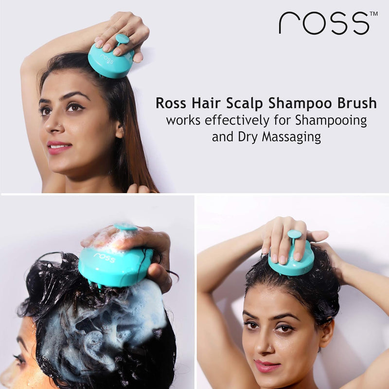 Ross Hair Scalp Massager Shampoo Brush with Soft Silicone Bristles (Black)