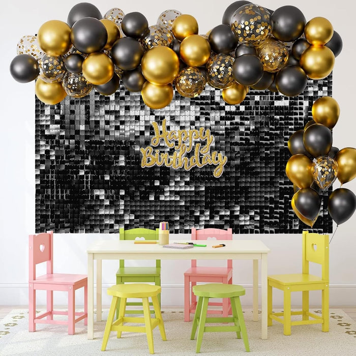 AM ANNA Sequin Wall Panels, 30PCS Shimmer Backdrop Stand, Rainbow Silver Square Decoration for Photo Backdrops, Party, Anniversary, Engagement