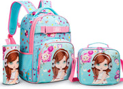 3 in 1 Backpack for Girls Kids Bags School Bags Baby with Lunch Bag & Pencil Box For Girls Boys Preschool Backpacks for Girls Mini Small Toddler Backpack for Age 3+ Years (Cute Girl-Set) - Cute Girl-Set