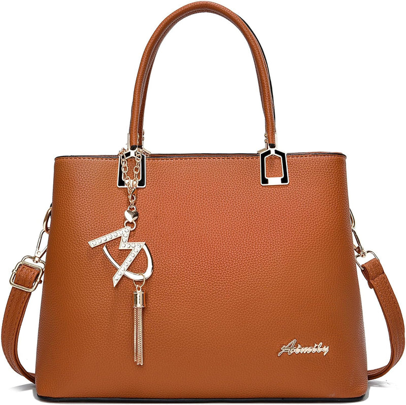 Womens Purses and Handbags Shoulder Bags Ladies Designer Top Handle Satchel Tote Bag - Liz Brown