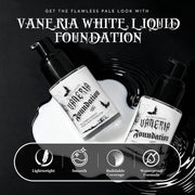VANERIA White Foundation, Goth Foundation Liquide Makeup, Clown Makeup, Blanco Face Paint, Full-Coverage Waterproof, Mixer Use or White Base for Halloween, Cosplay, Stage, Mime & Film.30ML
