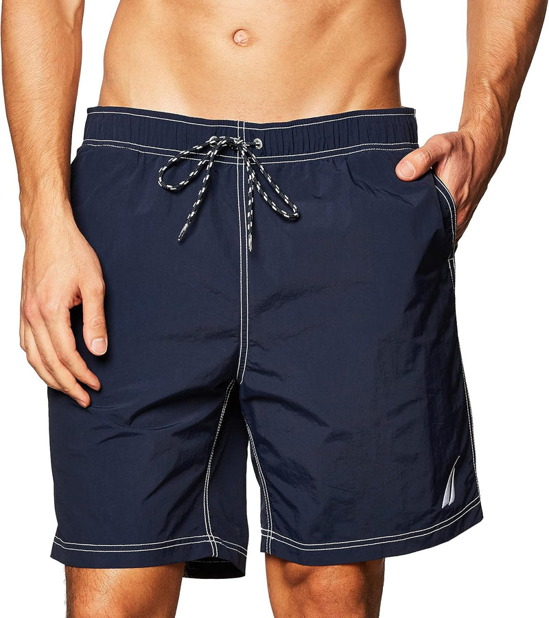 mens Solid Quick Dry Classic Logo Swim Trunk Swim Trunks - Navy