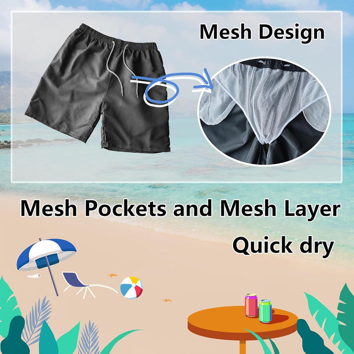 Sun Ora Men's Swim Trunks Quick Dry Swimming Shorts,Mesh Layer Swim Suit Plain Beach Board Shorts with Mesh Pockets