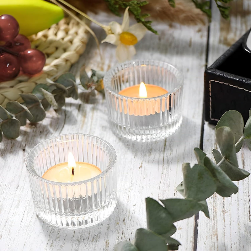 Beauenty Tealight Candle Holder Set of 12,Votive Candle Holders for Wedding Candle,Clear Glass Romance Tealight Candle Holders for Party&Home,Christmas,Wedding Decor,Valentines Day Decor