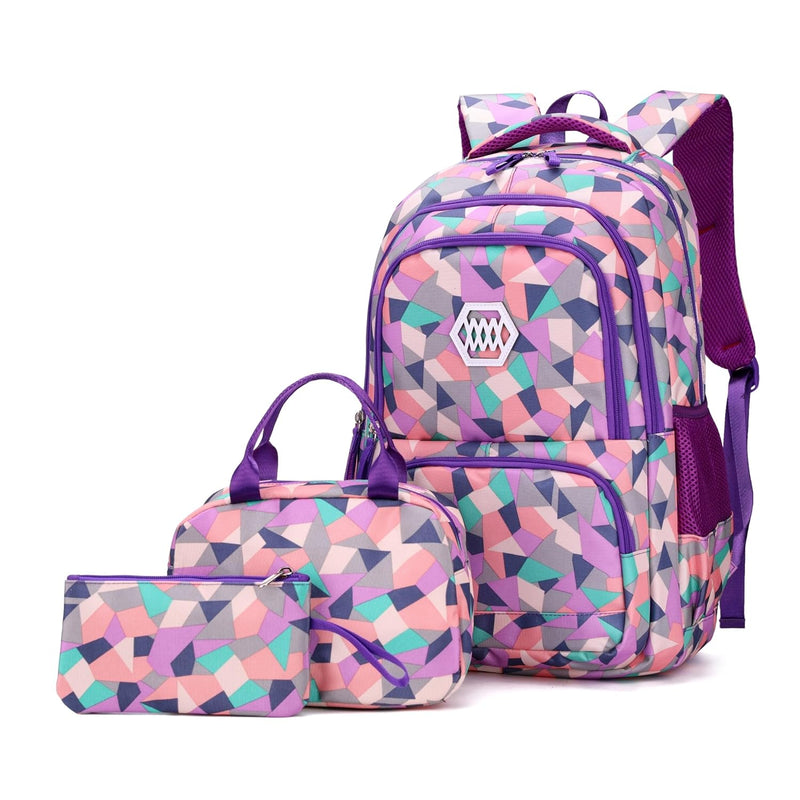 Geometric Print Girls Boys Backpacks for Kids Primary School Bags