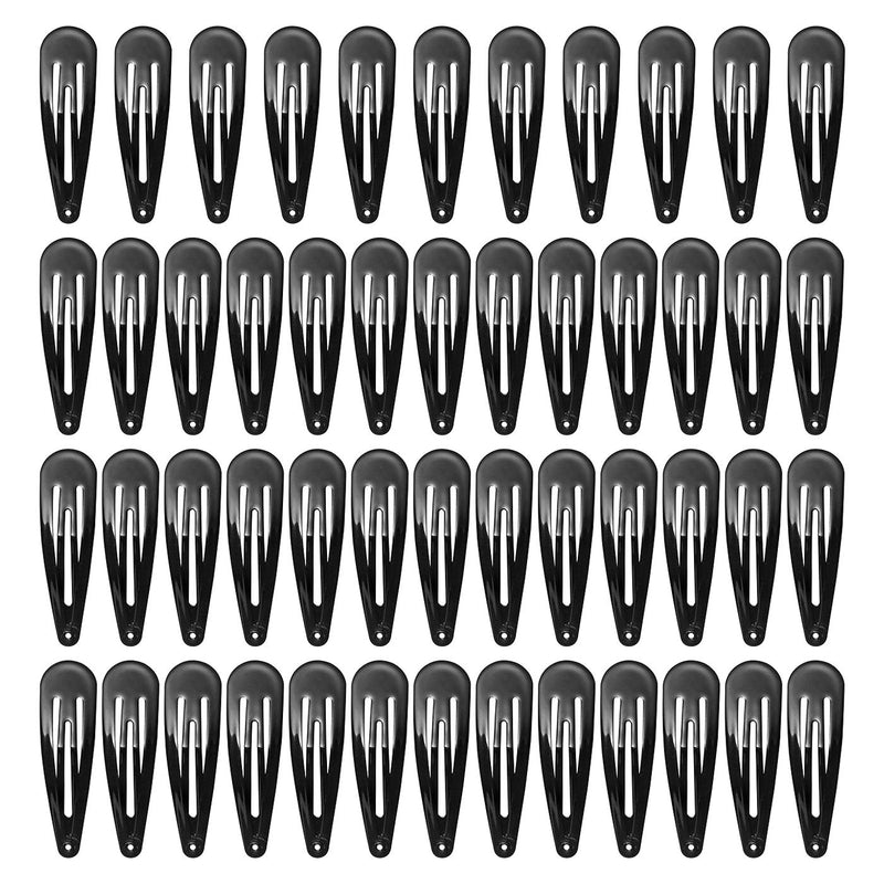 SWSTINLING 50 Pack Black 2 Inch Barrettes Metal Snap Hair Clips Accessories for Women