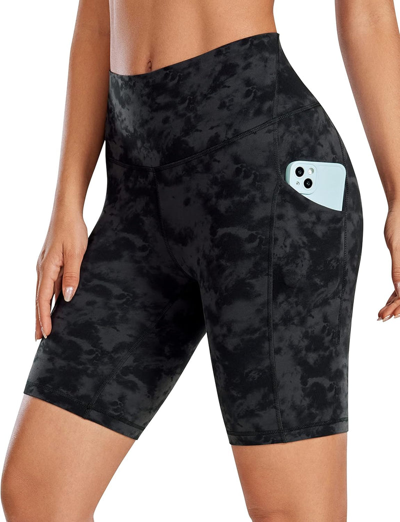 CRZ YOGA Women's Butterluxe Biker Shorts 8 Inches - High Waisted Yoga Shorts Side Pockets Buttery Soft