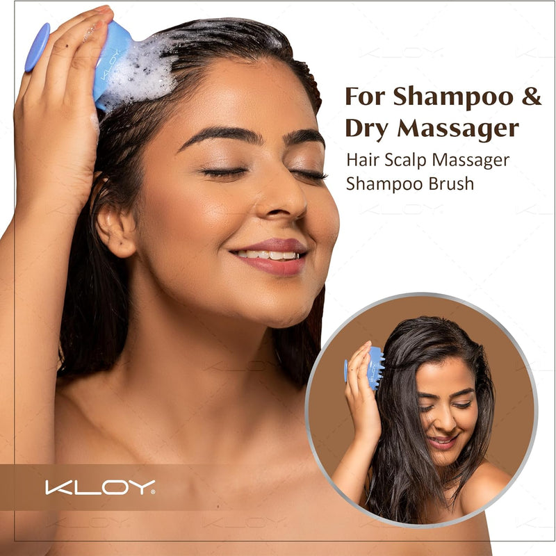 KLOY Round Hair Scalp Manual Massager Shampoo Hair Brush, Super Soft Bristles for Exfoliating, Anti-Dandruff (Blue)