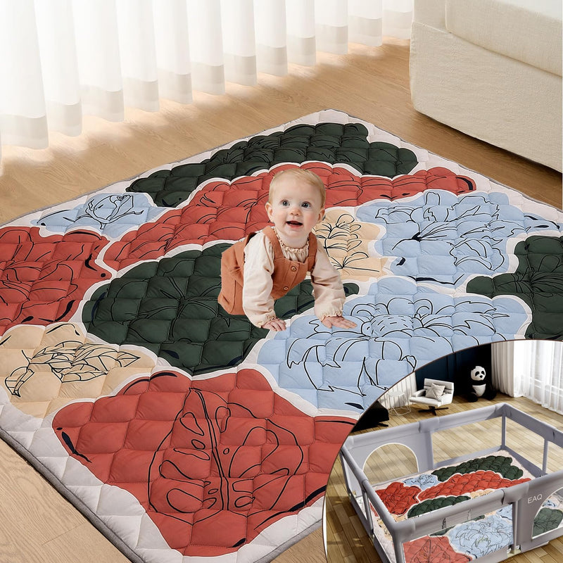 EAQ Crawling Mat Baby 150 x 180 cm, Foldable & Washable Baby Playpen Mat, Thick One-Piece Crawling Mat, Extra Large, Non-Slip Crawling Blanket for Baby