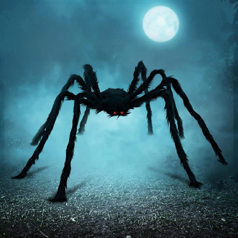 JOYIN Halloween Outdoor Decorations Giant Spider, Scary Large Spider Props for Yard Lawn Halloween Outside Decor and Indoor Party Decor, Black (Standing Height is 15 inches) - Black