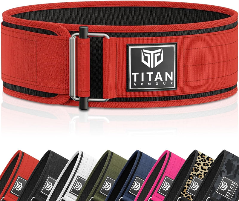 Titan Armour® Self-Locking Weight Lifting Belt | Weight Lifting Straps Included | Gym belt for Crossfit, Powerlifting, Deadlift, Olympic Lifts and Squats | For Men and Women | UK Brand