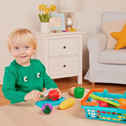 Battat - Play Food Toys for Kids, Toddlers - Food Set with Cutting Boards and Accessories - Farmers Market Produce Basket - 2 years + - Farmers Market Produce Basket - Farmers Basket
