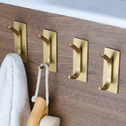 McMola Adhesive Hooks, Self Adhesive Hooks,Waterproof Self Adhesive Hook Heavy Duty Wall Hooks for Home Kitchen Bathroom Hanging Coat Cloth Towel Key Decorations(12 Pack) - 4Pack Gold Sticky Hooks