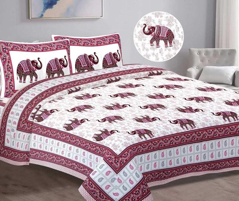 SUFAYA FAB Printed Indian Sanganer Cotton Premium Big Size Bedsheets for Modern Look(108x108) inches,Pillow (17x27) inches