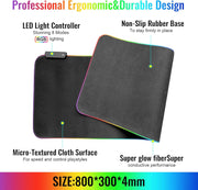 SKY-TOUCH Gaming Mouse Pad, Extra Large Soft Led Extended Mouse pad, anti-slip Rubber Base Computer Keyboard Mat, Black, GRB mouse
