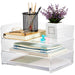 Yulejo Acrylic Desk Organizers and Accessories Tier Paper File Organizer Tray Stackable Document Clear Desk Accessories for Office Workspace Organization (315 x 222 x 68 mm/ 12.4 x 8.74 x 2.68 Inch)