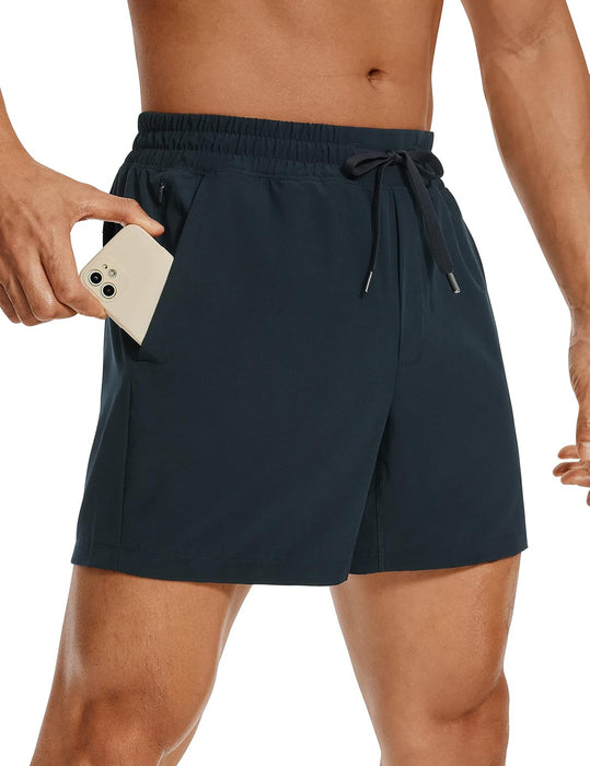 CRZ YOGA Men's Linerless Workout Shorts - 5'' Lightweight Quick Dry Running Sports Athletic Gym Shorts with Pockets