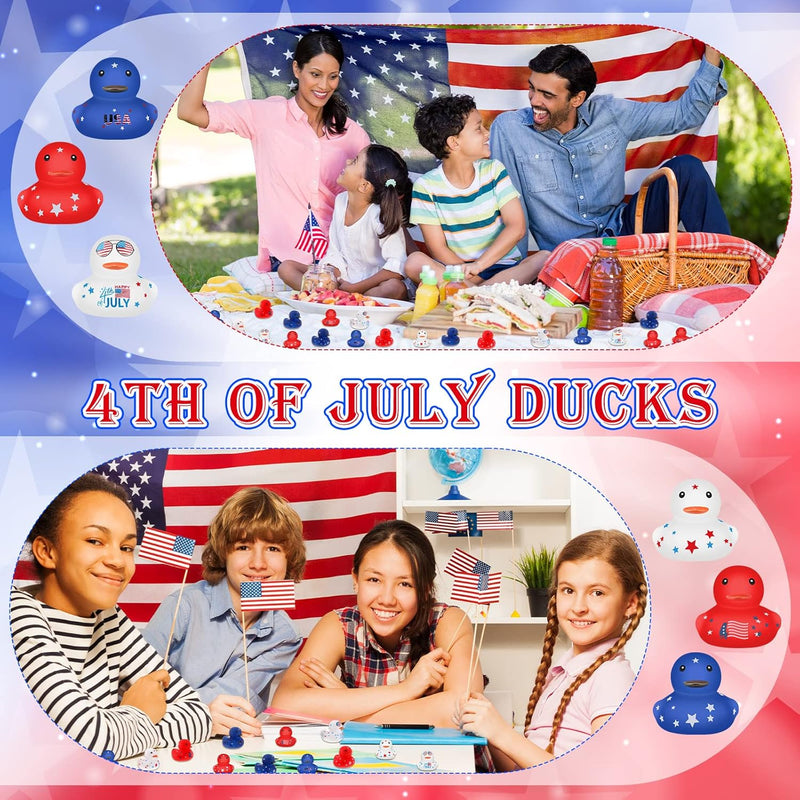 Lenwen 200 Pcs Patriotic Rubber Ducky Bulk 1.96 Inch 4th of July Float Rubber Ducks Independence Day Small Shower Star Rubber Ducky for Memorial Day Birthday Gift Baby Shower Pool Party