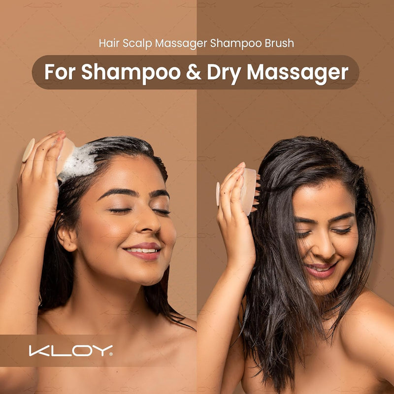 KLOY Round Hair Scalp Manual Massager Shampoo Hair Brush, Super Soft Bristles for Exfoliating, Anti-Dandruff (Texture Beige)
