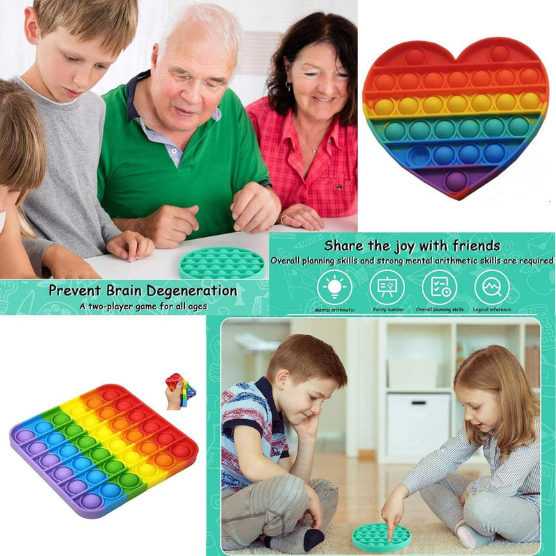 Coolbaby Push Bubbles Pop Fidget Sensory Toy,A Loud Side And A Quiet To Pop, Autism Adhd Special Needs Stress Reliever Silicone Squeeze Toy, ,RainbowStyle2