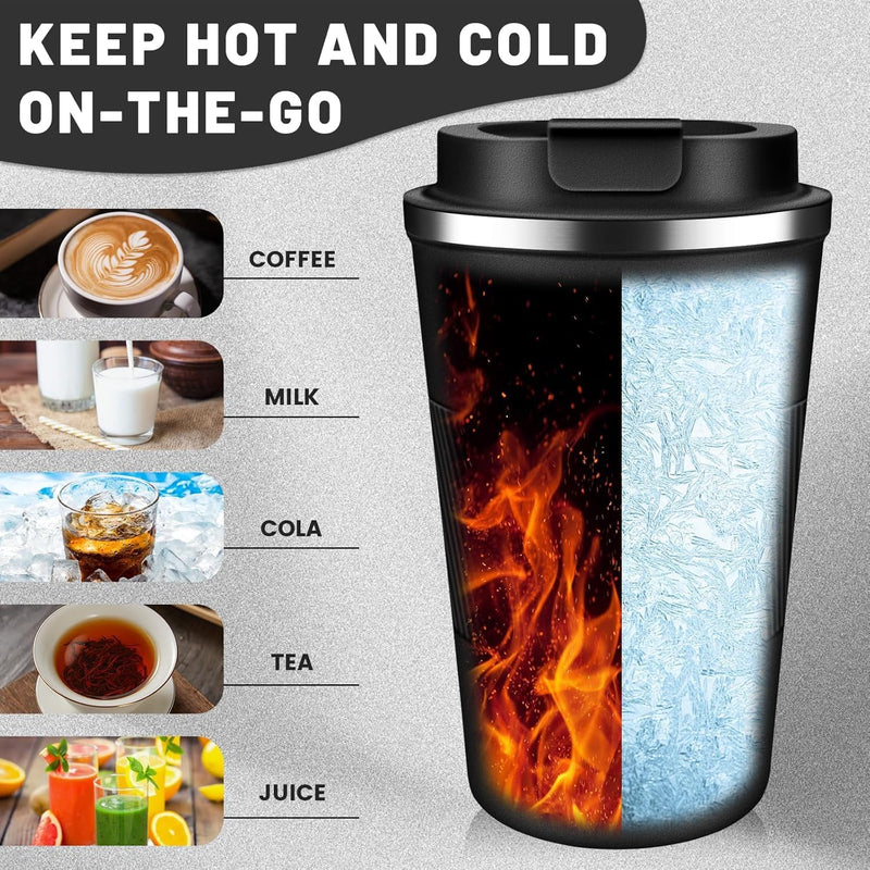 BuyOn Travel Coffee Tumbler Stainless Steel Double Wall Vacuum Hot and Iced Coffee Cup Hydro Flask Drinks Insulated Mug with Leakproof Lid for Home Office Gym Outdoor Work (WHITE, 380ML)